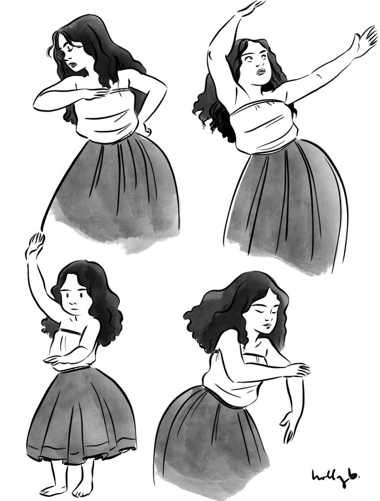 illustration of hula dancers