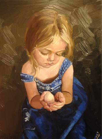 painting of child with egg